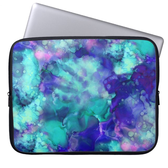 blue fantasy watercolors : laptop sleeve (Front)