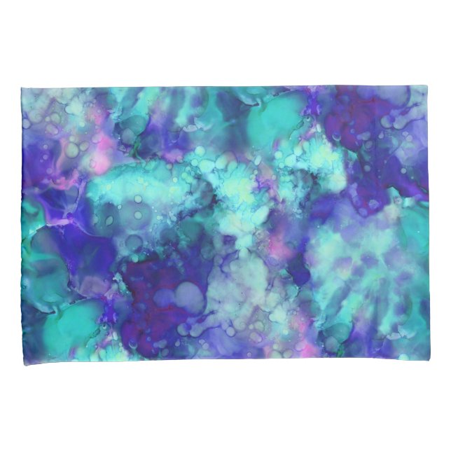 blue fantasy watercolors : pillowcase (Front-Right)