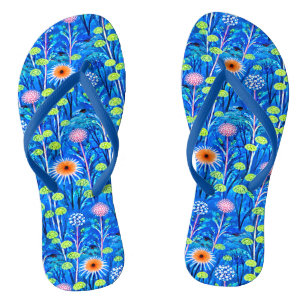 Blue Fantasy Wildflower Meadow Flip Flops