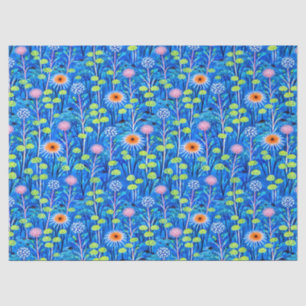 Blue Fantasy Wildflower Meadow Tissue Paper