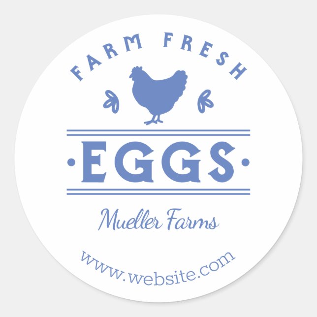 Blue Farm Fresh Eggs  Classic Round Sticker (Front)