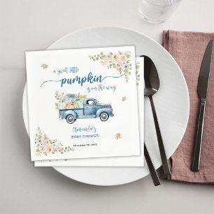Blue Farm Truck Little Pumpkins Baby Shower Napkin