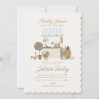 Blue Farmers Market Farm Baby Shower Invitation
