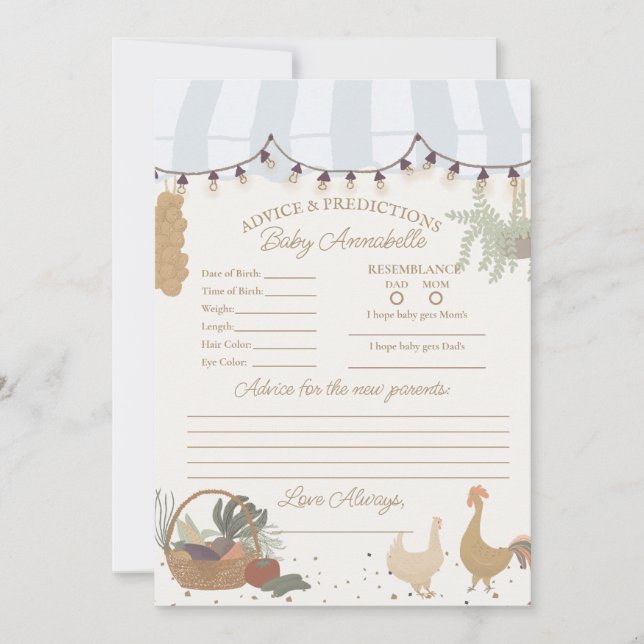 Blue Farmers Market Farm Fresh Advice for Baby Invitation (Front)