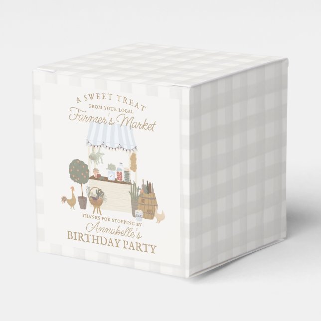 Blue Farmers Market Farm Fresh Birthday Party Favour Box (Front Side)