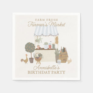 Blue Farmers Market Farm Fresh Birthday Party Napkin