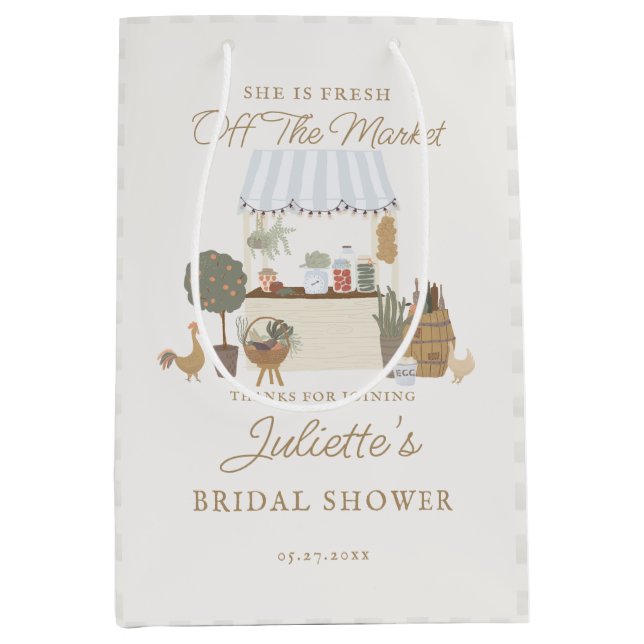 Blue Farmers Market Farm Fresh Bridal Shower Favou Medium Gift Bag (Front)