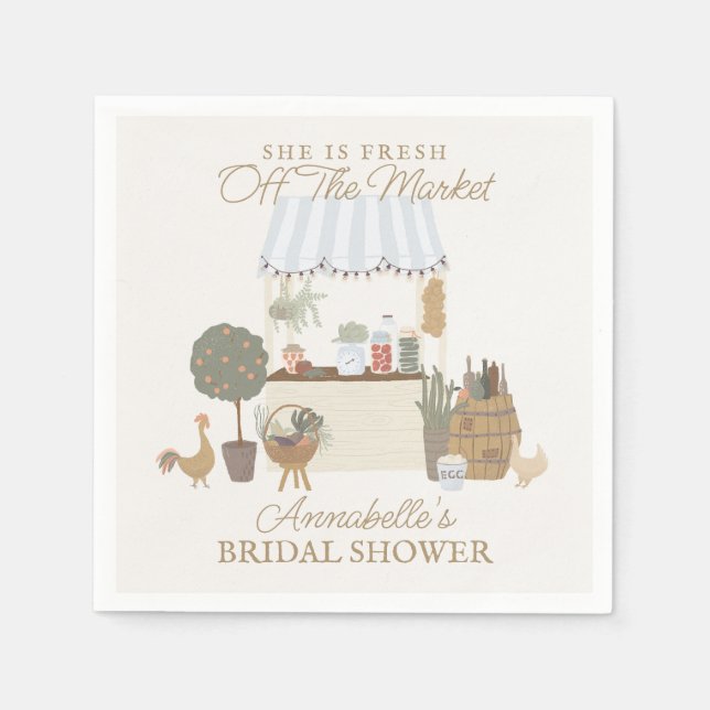 Blue Farmers Market Farm Fresh Bridal Shower Napkin (Front)