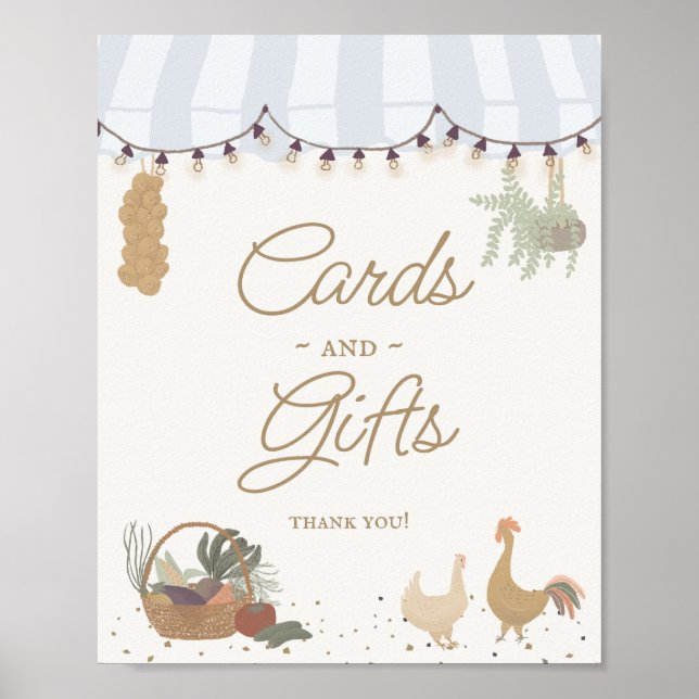 Blue Farmers Market Farm Fresh Cards and Gifts Poster (Front)