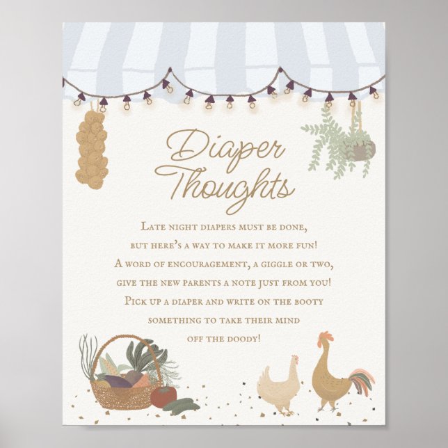 Blue Farmers Market Farm Fresh Diaper Thoughts Poster (Front)
