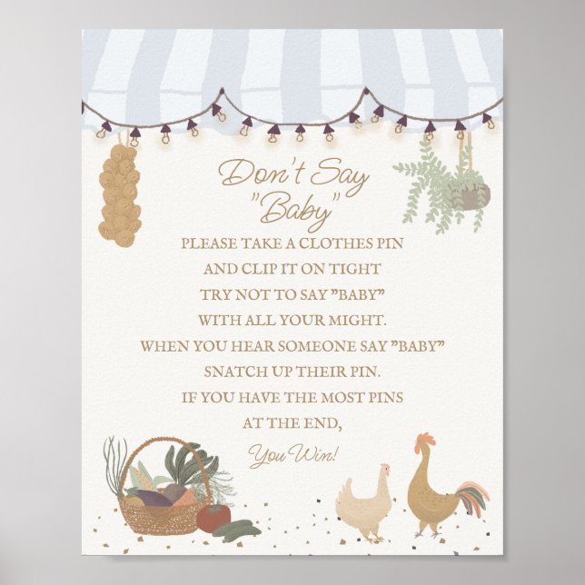 Blue Farmers Market Farm Fresh Dont Say Baby Game Poster (Front)