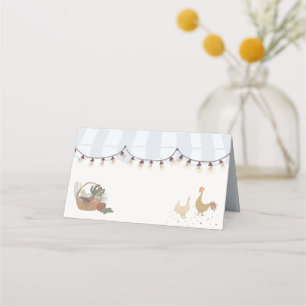 Blue Farmers Market Farm Fresh Folded Place Card