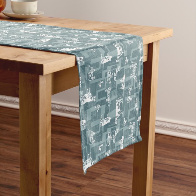 Blue Farmhouse Country Short Table Runner (In Situ)