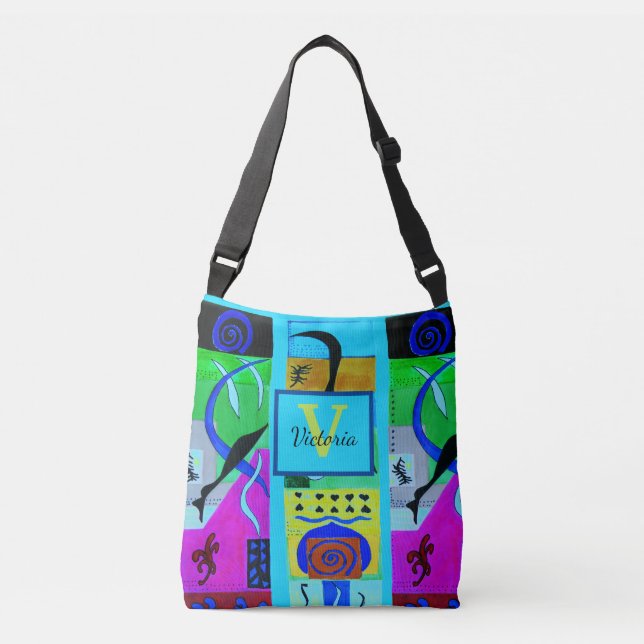 Blue Fashion Abstract Inspiration From Matisse Crossbody Bag (Front)