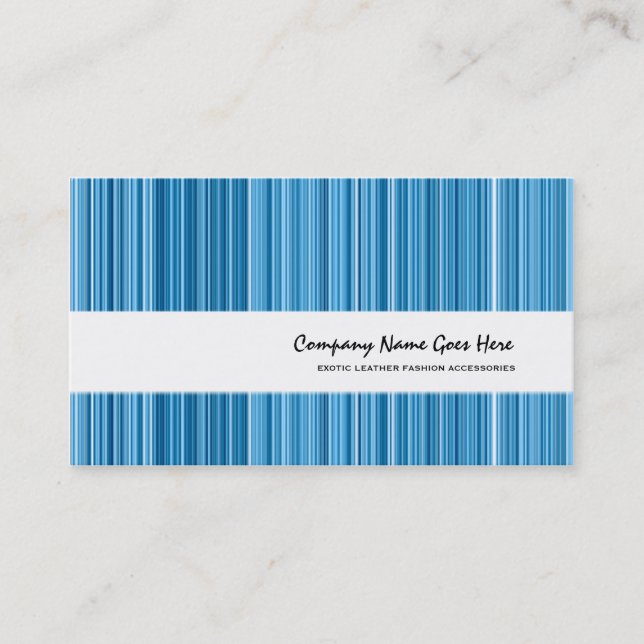 Blue fashion vertical pin striped business card (Front)