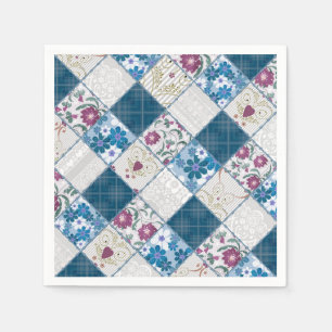 Blue fashionable rustic pattern of fabric scraps napkin