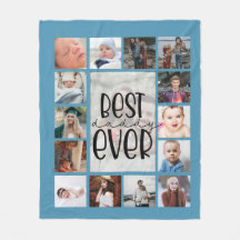 Blue fathers day photo collage Fleece Blanket