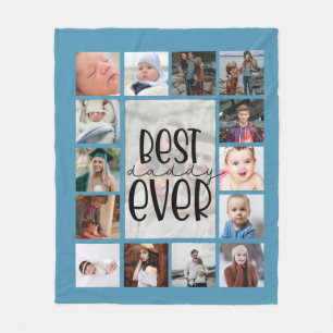 Blue fathers day photo collage Fleece Blanket
