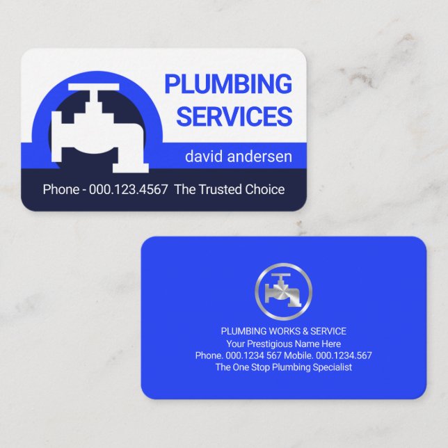Blue Faucet Pipe Wave Business Card (Front/Back)