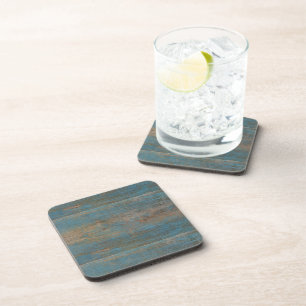 Blue Faux Beach Wood Texture Coaster