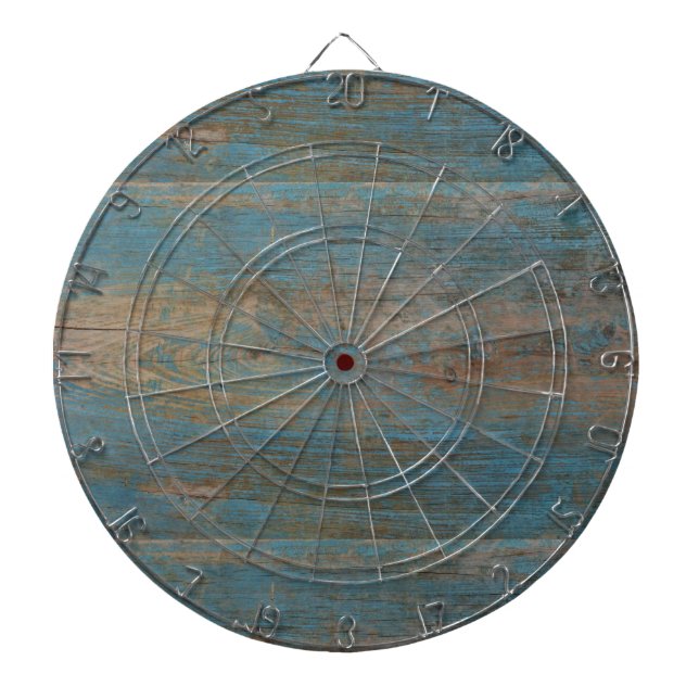 Blue Faux Beach Wood Texture Dartboard (Front)