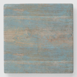 Blue Faux Beach Wood Texture Stone Coaster