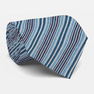 Blue Faux Denin Striped Tie