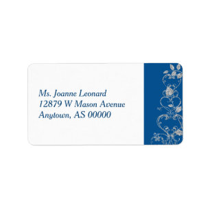 Blue Faux Diamond Heart Swirl Address Labels