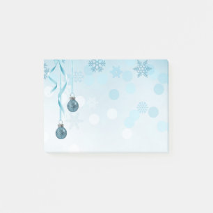 Blue Faux Glitter Christmas Ornaments Post-it Notes