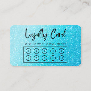 Blue Faux Glitter Custom Loyalty Card