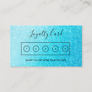 Blue Faux Glitter Custom Loyalty Card
