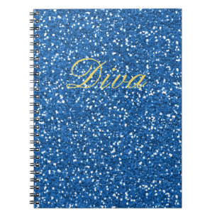 Blue Faux Glitter Diva Notebook