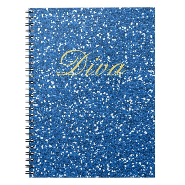 Blue Faux Glitter Diva Notebook (Front)