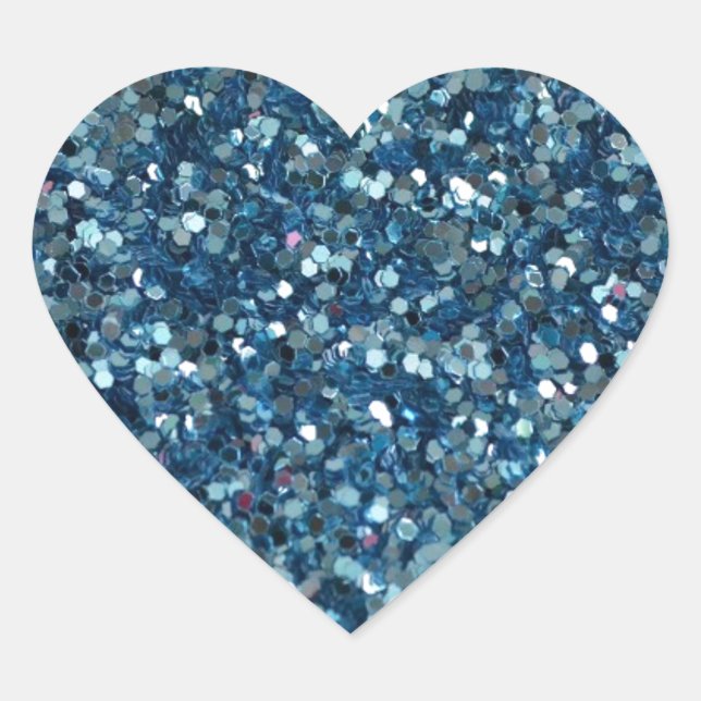 BLUE (faux) GLITTER HEART STICKERS (Front)
