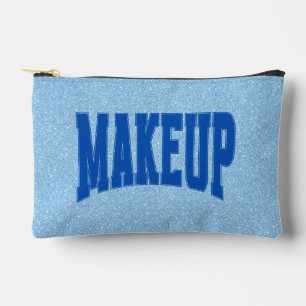 Blue Faux Glitter + Navy MAKEUP Accessory Pouch