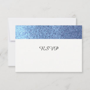 Blue Faux Glitter RSVP Card