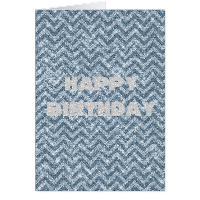 Blue Faux Glitter Sparkle Chevron (Front)
