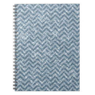 Blue Faux Glitter Sparkle Chevron Notebook