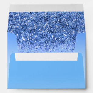 Blue Faux Glitter Sweet 16 Party Invitation Envelope