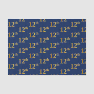 Blue, Faux Gold 12th (Twelfth) Event Tissue Paper