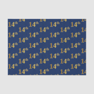 Blue, Faux Gold 14th (Fourteenth) Event Tissue Paper