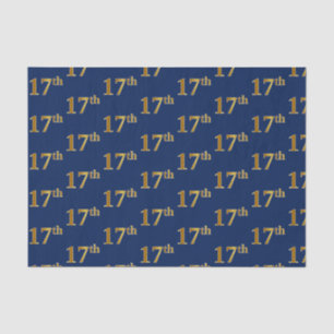 Blue, Faux Gold 17th (Seventeenth) Event Tissue Paper
