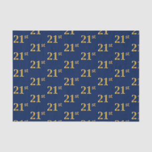 Blue, Faux Gold 21st (Twenty-First) Event Tissue Paper