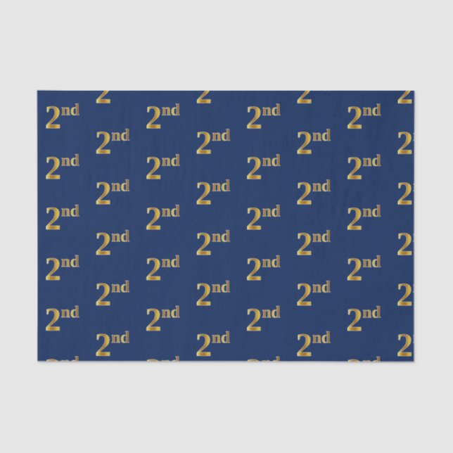 Blue, Faux Gold 2nd (Second) Event Tissue Paper (Front)