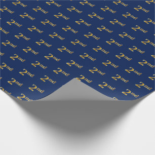 Blue, Faux Gold 2nd (Second) Event Wrapping Paper