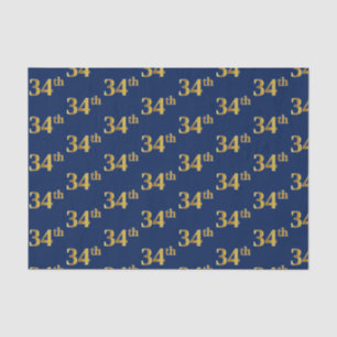 Blue, Faux Gold 34th (Thirty-Fourth) Event Tissue Paper