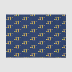 Blue, Faux Gold 41st (Forty-First) Event Tissue Paper