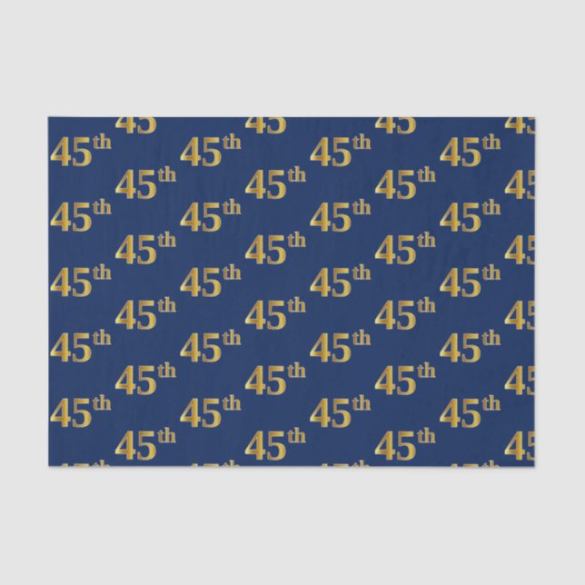 Blue, Faux Gold 45th (Forty-Fifth) Event Tissue Paper (Front)