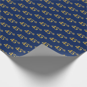 Blue, Faux Gold 45th (Forty-Fifth) Event Wrapping Paper
