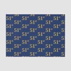 Blue, Faux Gold 51st (Fifty-First) Event Tissue Paper